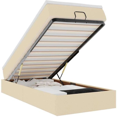 VidaXL Otomanski okvir kreveta s madraca krem 90x190cm od tkanine Slike