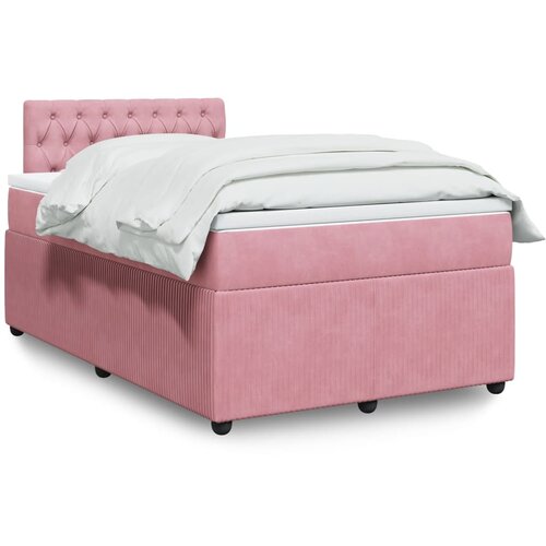 vidaXL Box spring postelja z vzmetnico roza 120x200 cm žamet Cene