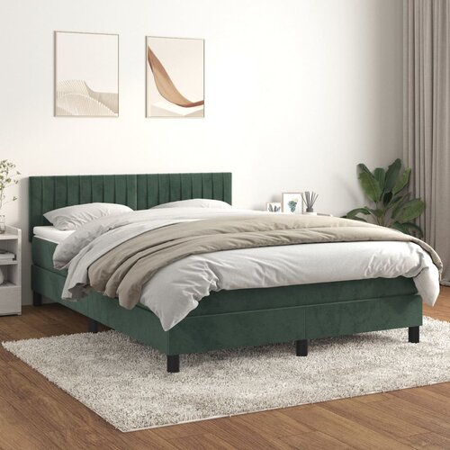 The Living Store Box spring postelja z vzmetnico temno zelen 140x190 cm žamet - Box Spring Postelja, (21488763) Slike