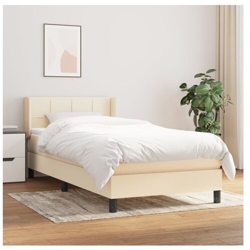 vidaXL Krevet s oprugama i madracem krem 90 x 190 cm od tkanine Cijene