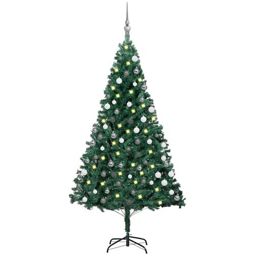  Umjetno osvijetljeno božićno drvce s kuglicama zeleno 120cm PVC Cijene