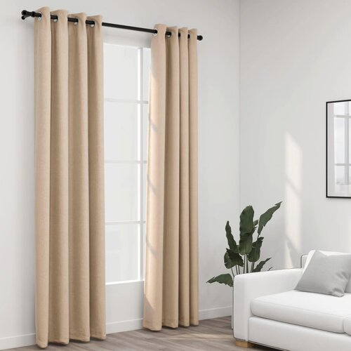 vidaXL Zavjese za zamračivanje s prstenima 2 kom bež 140 x 225 cm Cijene