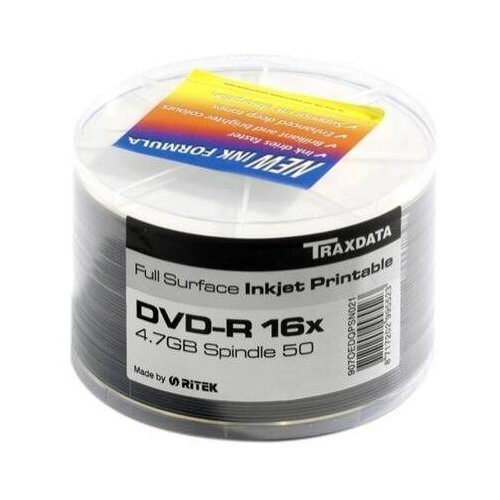 Traxdata Optički medij DVD-R 16X SPINDLE 50 WHITE FULL PRINTABLE Slike