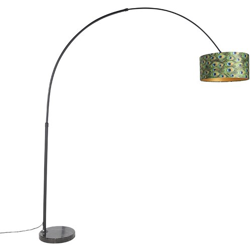 QAZQA Botanična obločna svetilka črna žametna senca pav dizajn 50 cm - XXL Cene