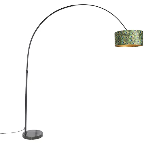 QAZQA Botanična obločna svetilka črna žametna senca pav dizajn 50 cm - XXL