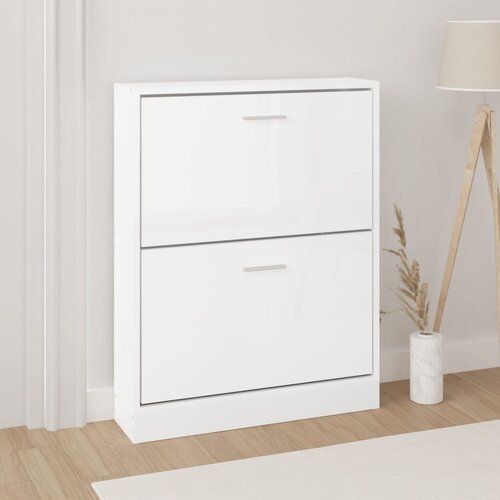 vidaXL Omarica za čevlje visok sijaj bela 59x17x81 cm inženirski les Cene