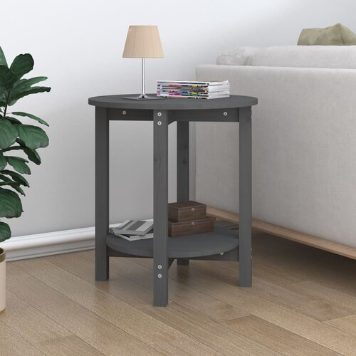  Stolić za kavu sivi &Oslash; 55x60 cm od masivne borovine Cijene