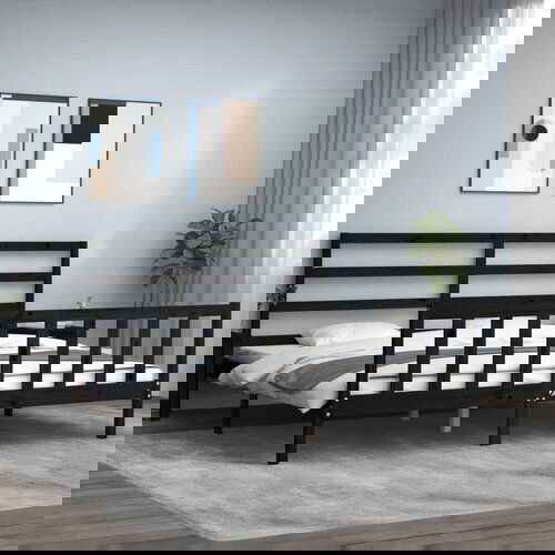 vidaXL Okvir za krevet s uzglavljem crni 200 x 200 cm od masivnog drva Cijene