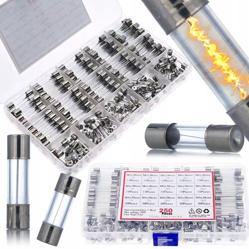 Rosfix Set 250 Steklenih Varovalk WTA &amp;ndash; Hitri Tip, 1A-20A, 5x20 Mm In 6x30 Mm | Organizator S Pregradi, 250V, (5000243709) Slike