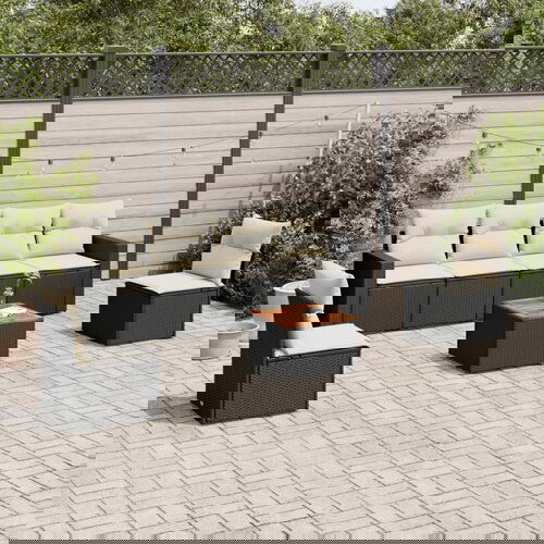 VidaXL 7-dijelni set vrtnih sofa od poliratana s jastucima crni Slike