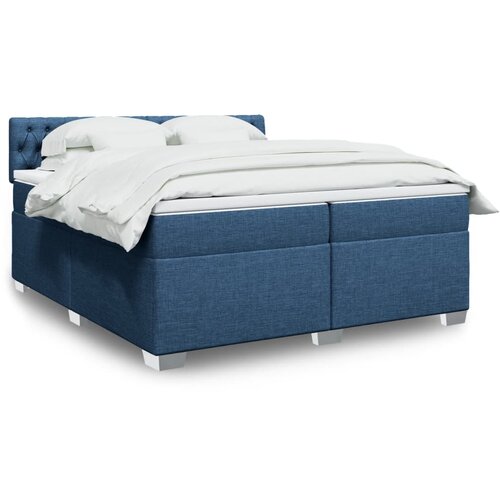 VidaXL Krevet s oprugama i madracem plavi 200 x 200 cm od tkanine Slike