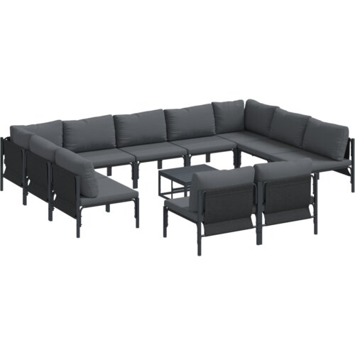 VidaXL Vrtna sedežna garnitura 12 pcs Antracitna Jeklo Slike