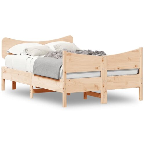 VidaXL Okvir za krevet s uzglavljem 120 x 200 cm od masivne borovine Slike