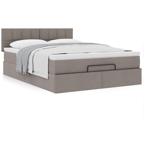 vidaXL Otomanski posteljni okvir z vzmetnico taupe 140x200 cm blago Cene