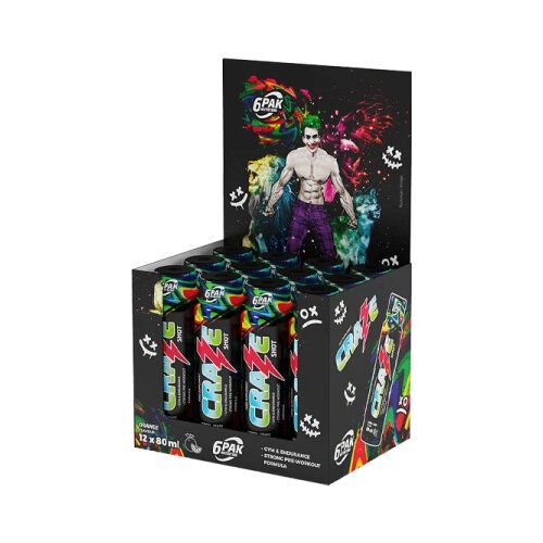 6PAK craze shot 80ml narandža &amp;ndash; pre-workout sa 290mg kofeina Slike
