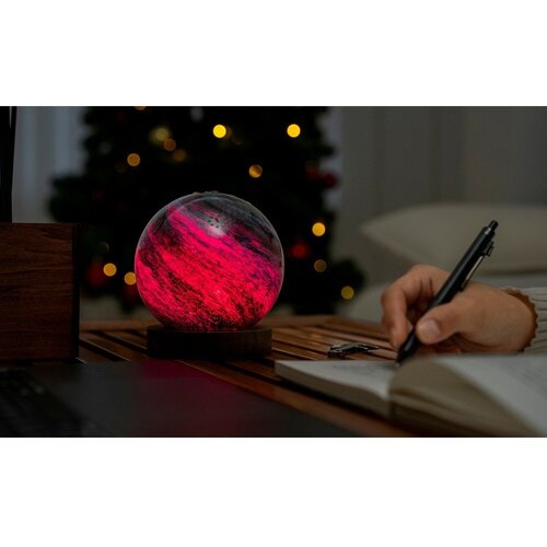 Gingko LED namizna svetilka v temni naravni barvi s steklenim senčilom (vi&amp;scaron;ina 13 cm) Stellar Ocean &amp;ndash; Slike