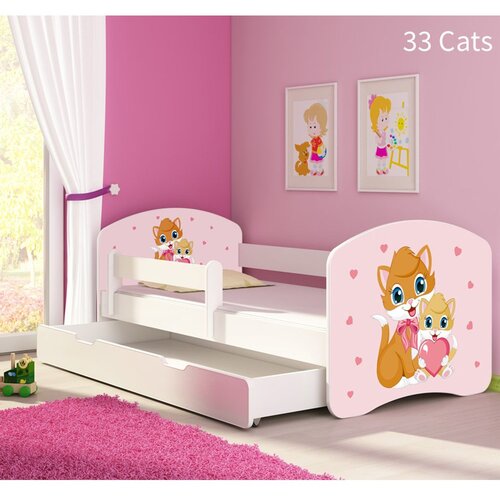 ACMA Dječji krevet s motivom, bočna bijela + ladica 180x80 cm - 33 Cats Cijene