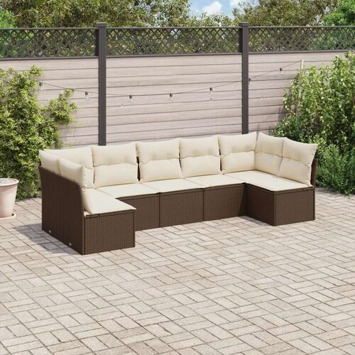 vidaXL 7-dijelni set vrtnih sofa od poliratana s jastucima smeđi Cene