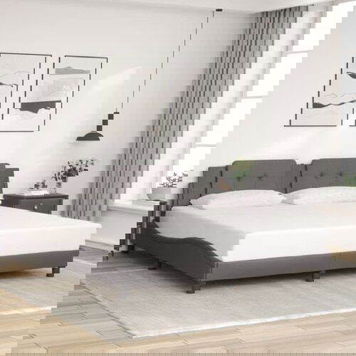  The Living Store Posteljni okvir z vzglavjem siv 180x200 cm umetno usnje - Posteljni Okvir, (21445925) Cene