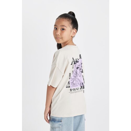 Defacto girl's Oversize Fit Crew Neck Printed Short Sleeve T-Shirt Slike