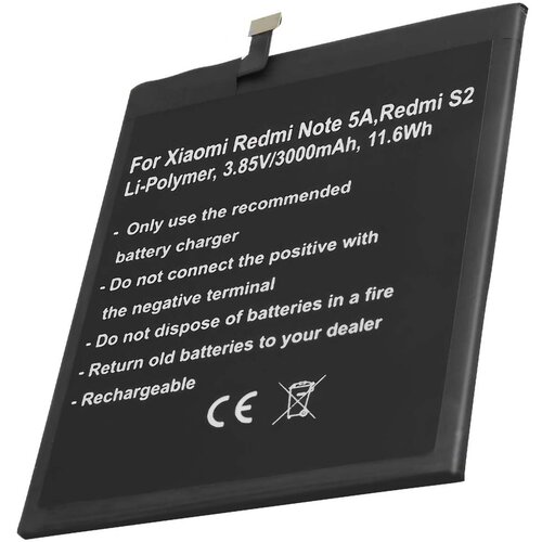 AVIZAR Nadomestna baterija za Redmi Note 5A / S2 Li-Polymer 3,85V 3000mAh 11,6Wh, Črna, (5000220896) Cene