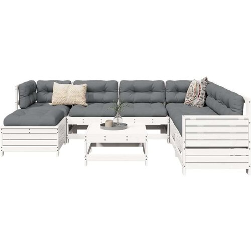  8-dijelni set vrtnih sofa bijeli od masivne borovine Slike