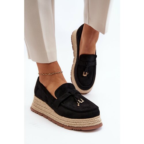 Kesi Women's moccasins with braided soles, black Torresia Cene