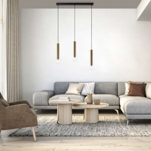 LEUCHTEN DIREKT 15618-60 - Luster na sajli BRUNA 3xE27/60W/230V mesing Slike