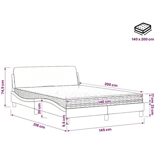  Krevet s madrac Dover cappuccino 140x200cm od umjetne kože Slike