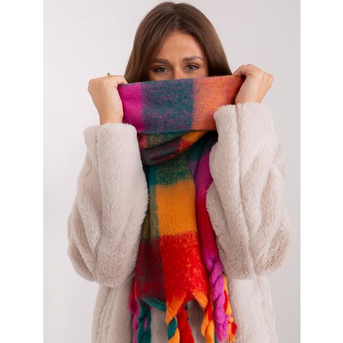 Fashion Hunters Green and red wide scarf with fringe Cijene