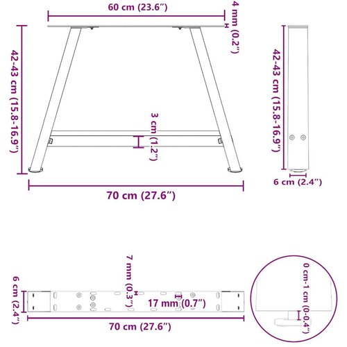  noge za klub stolić A-oblika 2 kom 70 x (42-43) cm čelik - Prirodna 70 x (42-43) cm 1 Slike