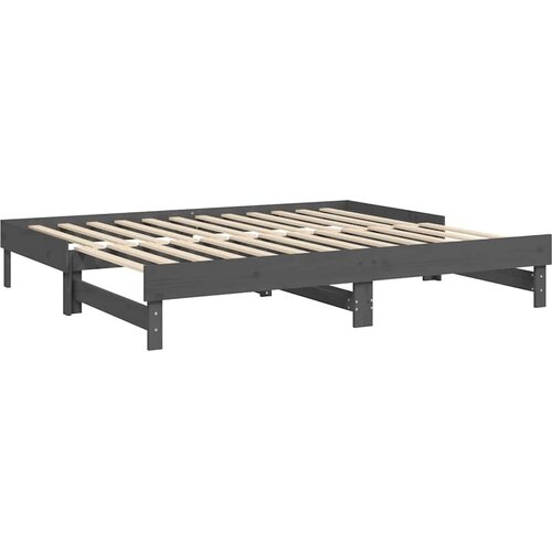  Dnevni ležaj na izvlačenje sivi 2x(80x200) cm masivna borovina Slike