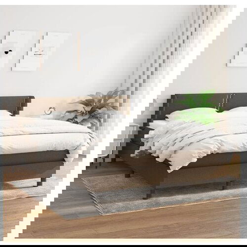 VidaXL Box spring postelja z vzmetnico temno rjav 140x190 cm Slike