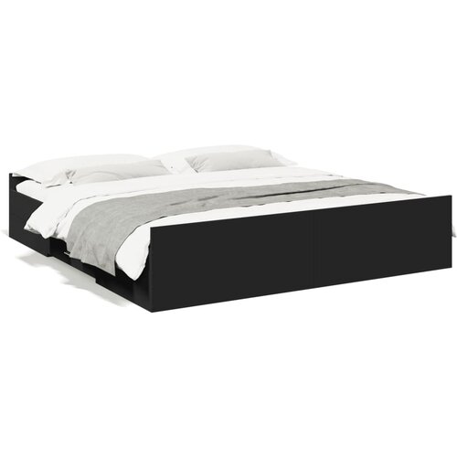 VidaXL Okvir za krevet s ladicama crni 200x200 cm konstruirano drvo Slike