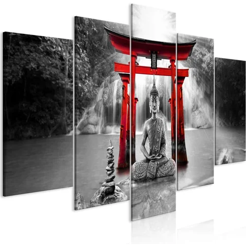  Slika - Buddha Smile (5 Parts) Wide Red 200x100