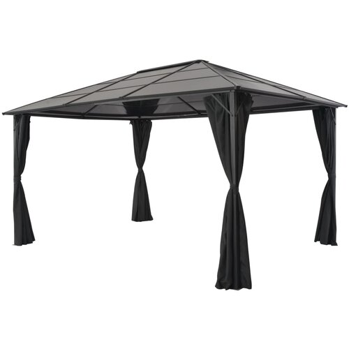 VidaXL Paviljon z zaveso aluminij 4x3x2,6 m črn Slike