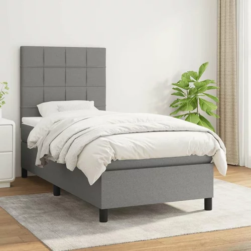  Box spring postelja z vzmetnico temno siva 90x200 cm blago, (20790722)