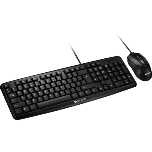 Canyon USB standard KB, water resistant AD layout bundle with optical 3D wired mice 1000DPI black - CNE-CSET1-AD