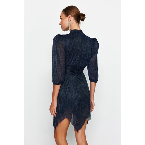 Trendyol Dark Navy Blue Sparkling Waist Evening Dress Cene
