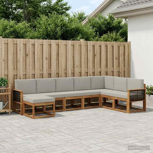  Set vanjskih sofa 8 kom. Prirodna i svjetlosiva Smeđa 306 x 187,5 x 73 cm Cene