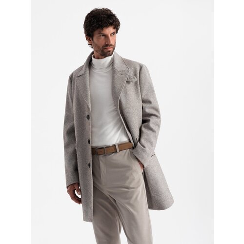 Ombre Single-breasted patterned men&amp;#039;s coat with pockets - ash Slike