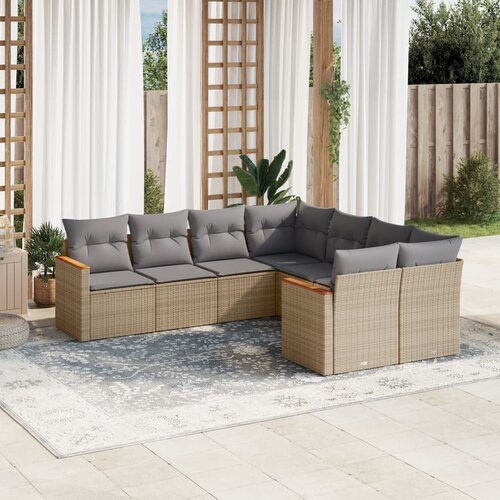 vidaXL 8-dijelni set vrtnih sofa s jastucima bež od poliratana Cijene