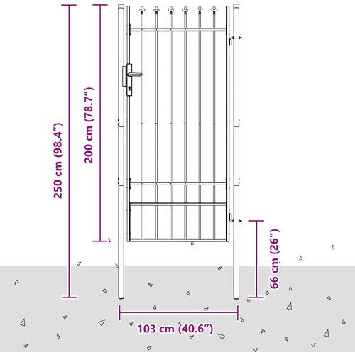  Ogradna vrata BOXTEL 103 x 250 cm Čelik s prahom premazan Siva Slike