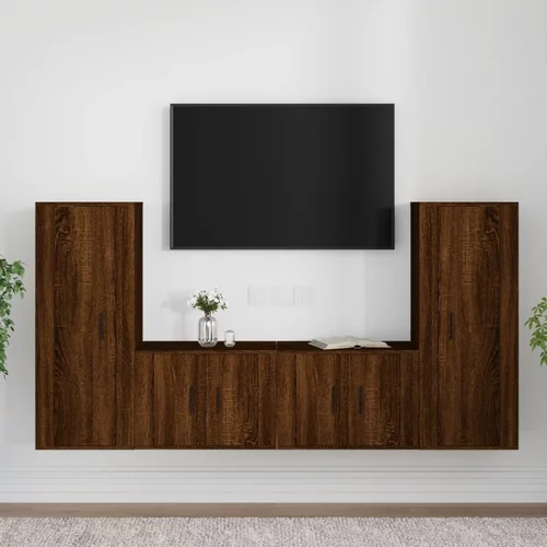 vidaXL Komplet TV omaric 4-delni rjav hrast inženirski les