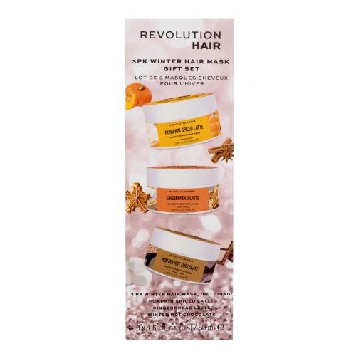 Revolution Haircare London Winter Hair Mask Gift Set Set regenerirajuća maska za kosu Pumpkin Spiced Latte 50 ml + hidratantna maska za kosu Gingerbead Latte 50 ml + hranjiva maska za kosu Winter Hot Chocolate 50 ml Cijene
