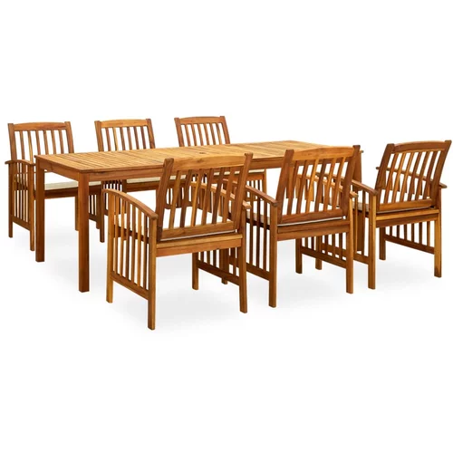 vidaXL 3058090 7 Piece Garden Dining Set with Cushions Solid Acacia Wood (45963+2x312129)