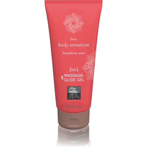 Shiatsu masažni gel in lubrikant Strawberry, 200 ml Slike