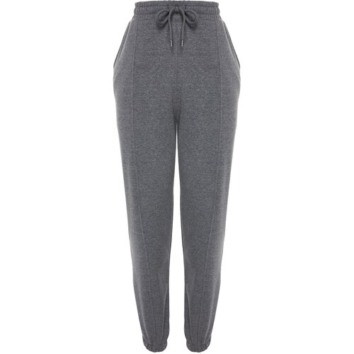Trendyol Anthracite Loose Jogger High Waist Cut Out Detailed Thick Knitted Sweatpants Slike