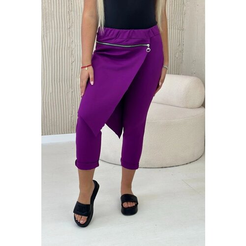 Kesi Punto Milano winter pants with decorative zipper dark purple Cijene