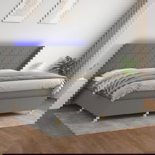 The Living Store Box spring postelja z vzmetnico LED temno siva 180x200 cm blago - Box Spring Postelja, (21503595) Slike